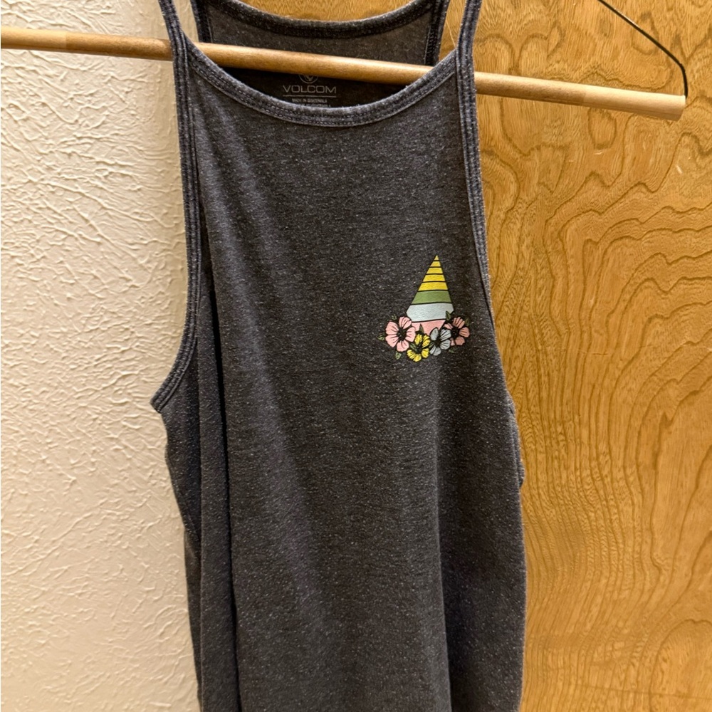 Volcom Gray Tank Top with Floral Graphic